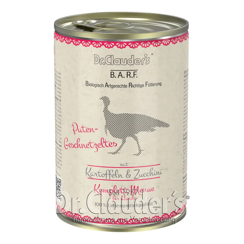 B.A.R.F. Komplett Menue Putengeschnetzeltes 12x400 g van Dr. Clauder's in Regular – productfoto