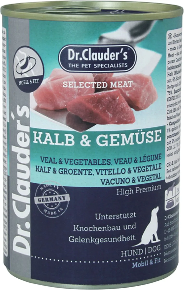 Best Choice Hond Geselecteerd Vlees 6x400g - Kalfsvlees & Groenten by Dr. Clauder's – product photo