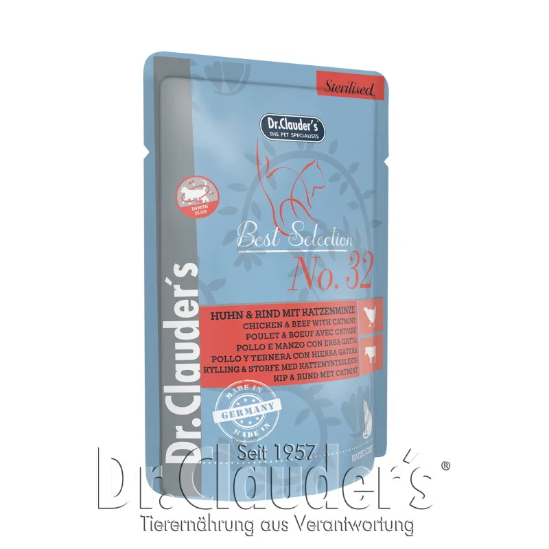 Best Selection Sterilised No 32 Huhn & Rind mit Katzenminze från Dr. Clauder's i Regular – produktbild