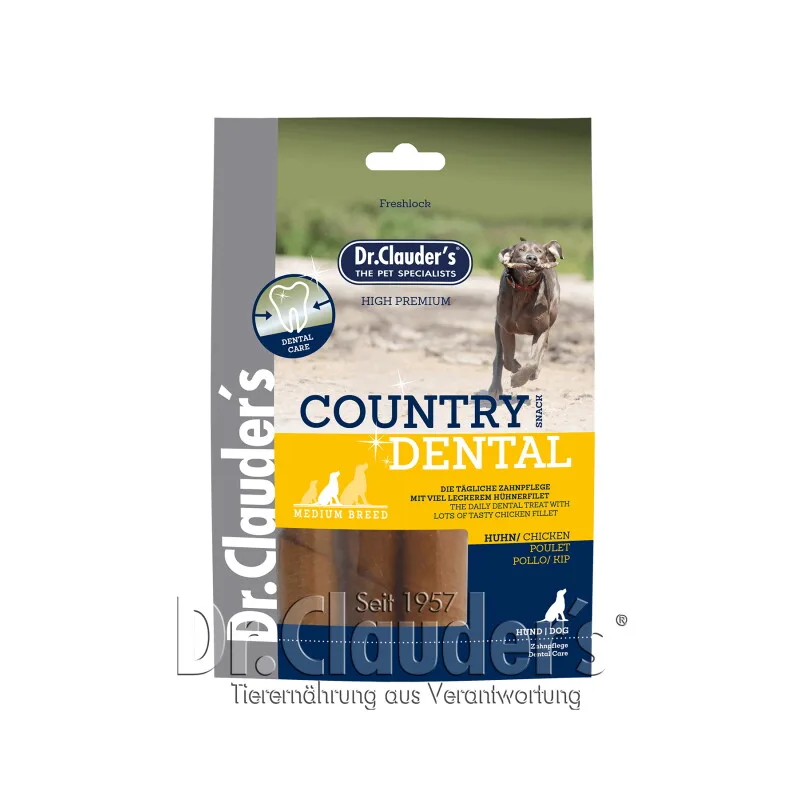 Country Dental Snack Huhn - Medium Breed - 6x 120g fra Dr. Clauder's i Regular – produktbillede