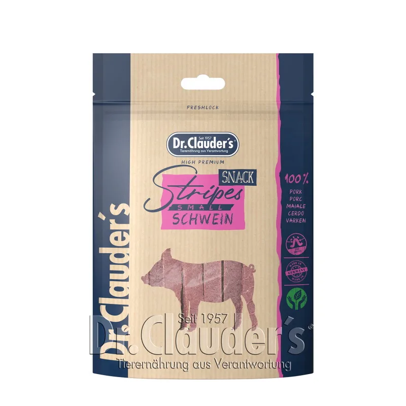 Stripe Snack Small Schwein - 10x 80g fra Dr. Clauder's i Regular – produktbillede