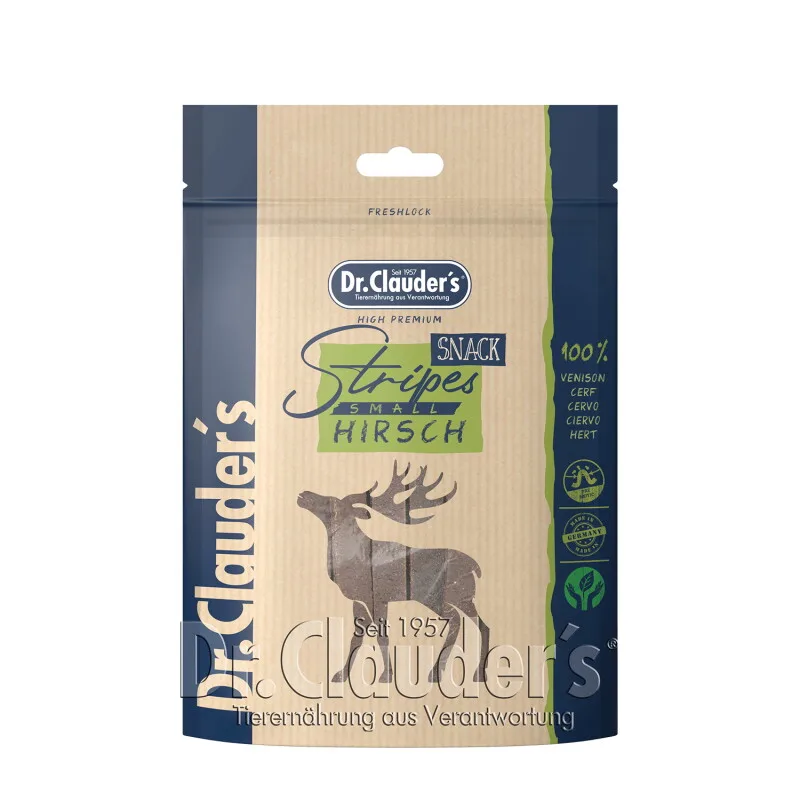 Stripes Snack Hirsch - 10x 80g von Dr. Clauder's in Regular – Produktfoto