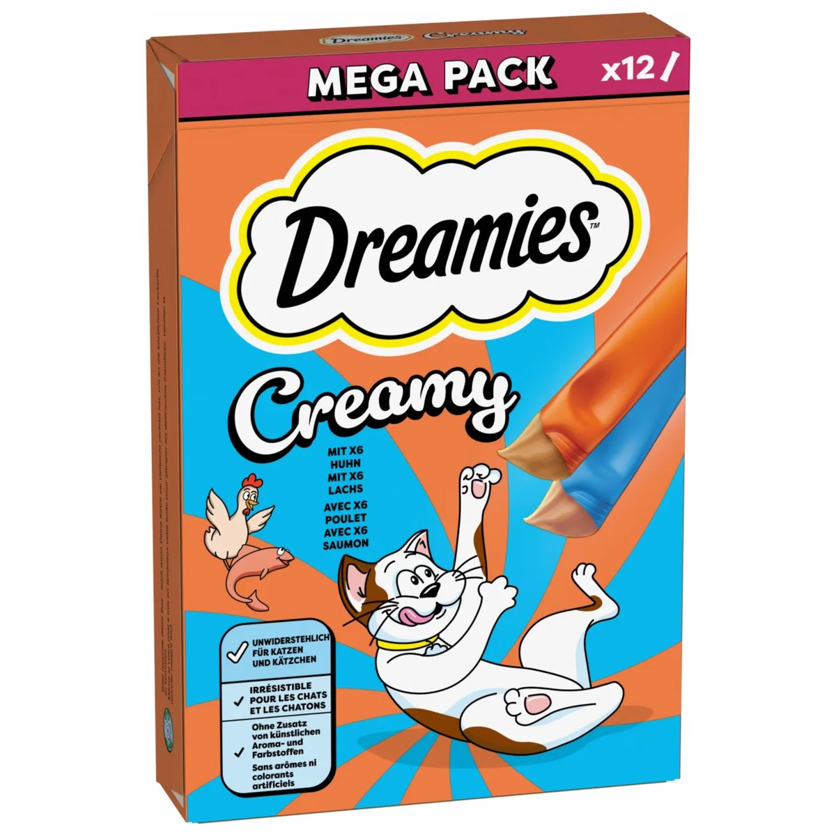 12 x 10 g Kip en Zalm Dreamies Creamy Snacks Kat by Dreamies – product photo