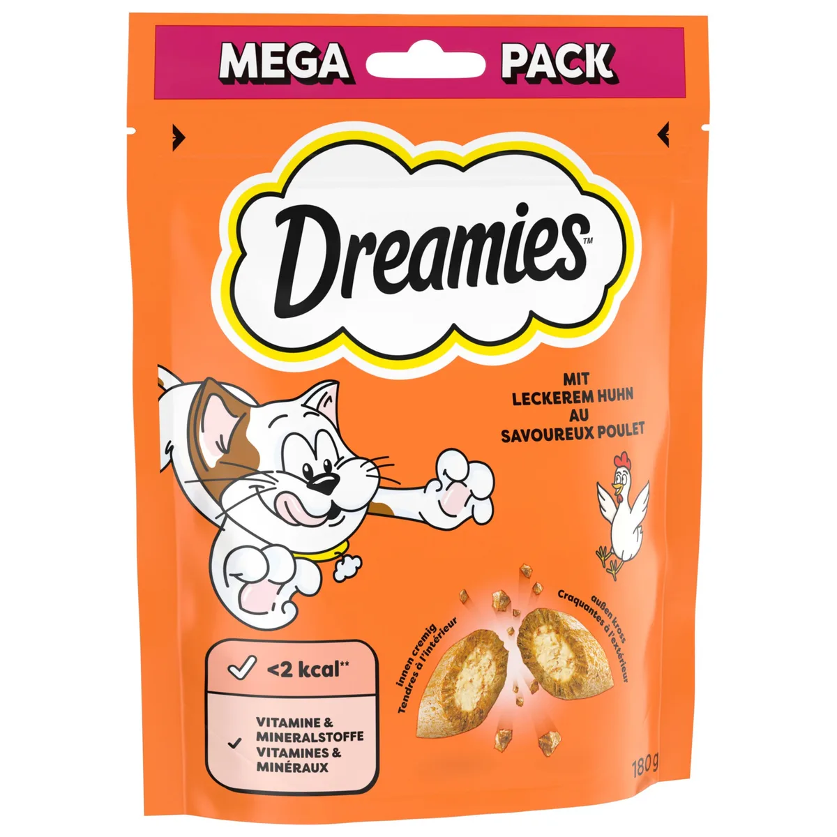 180g Catisfactions 6 x met Kip Kattensnacks van Dreamies – productfoto