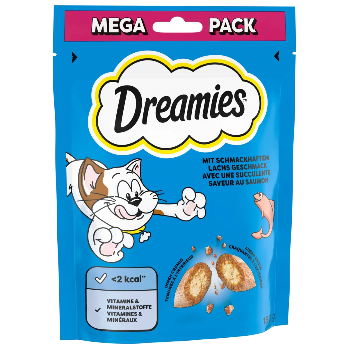 180g Catisfactions 6 x met Zalm Kattensnacks von Dreamies – Produktfoto