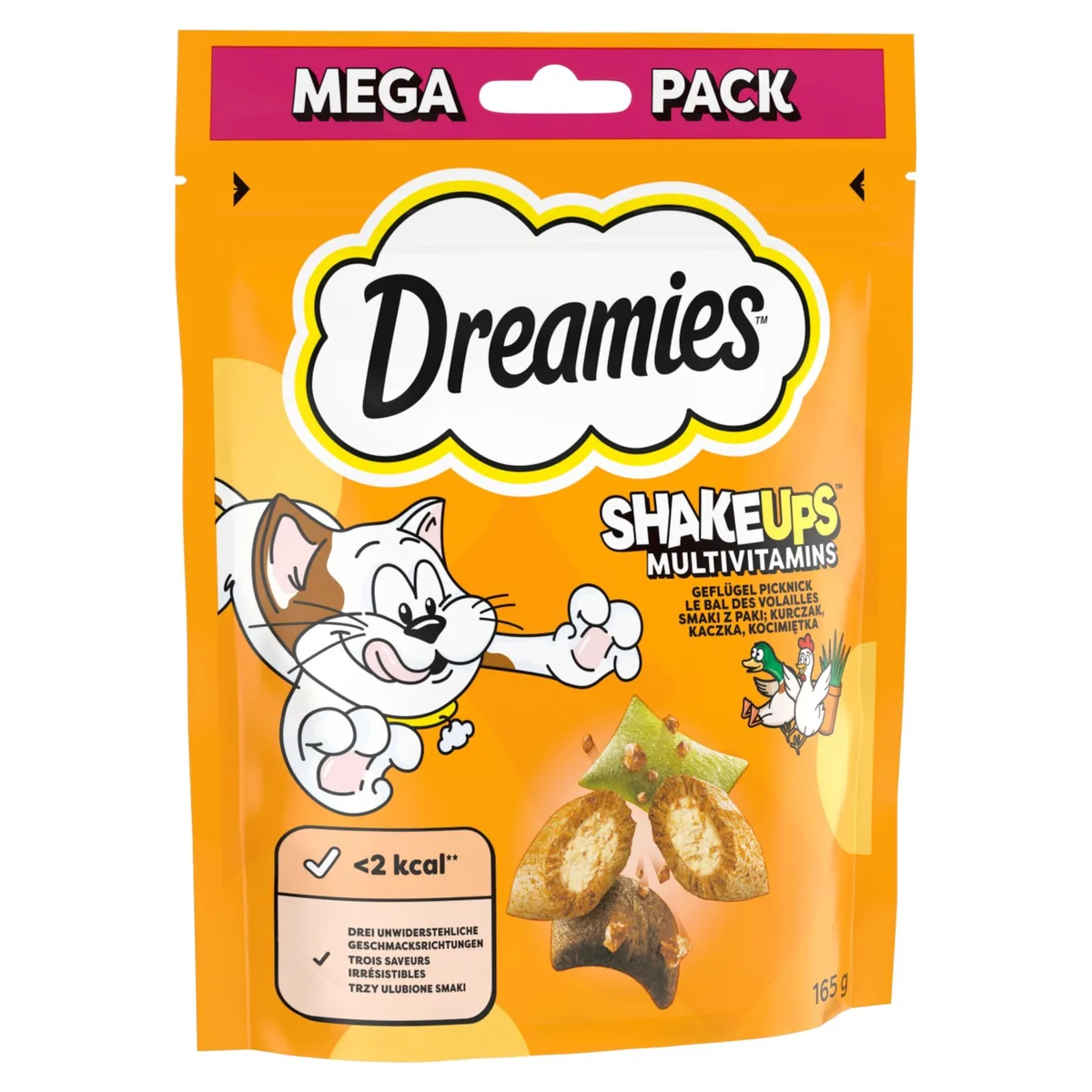 4x 165g Dreamies Shakeups Multivitamins Gevogelte Picknick Kattensnacks van Dreamies – productfoto