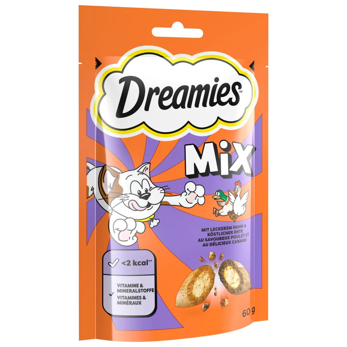 60g Kip & Eend Dreamies/Catisfactions Kattensnacks van Dreamies – productfoto