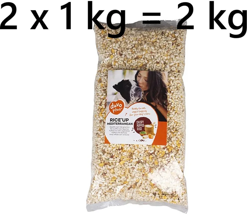 ** 2 x ** Duvo Plus - gepofte rijst mediterranean voor honden - veggie - met groentjes - aanvullende voeding . lekker - zowel bij brokken als bij natvoer , of ... Glutenvrij - Vetarm by Duvo+ – product photo