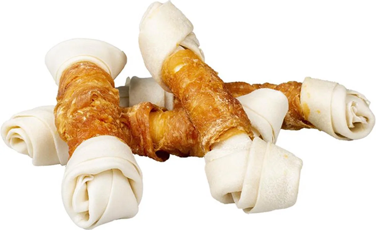 5 X duvo geknoopt been rawhide met kip E 18 cm voor honden . lekker en zeer bevorderlijk voor tand en tandvleeshygiene de Duvo+ – photo produit