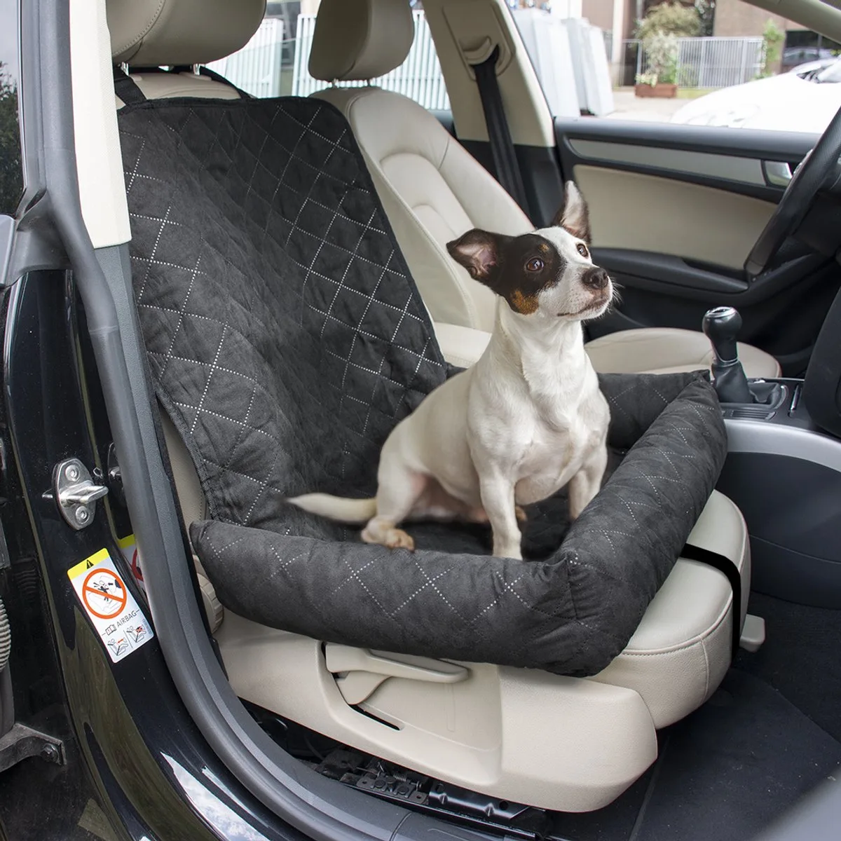 Autostoel Beschermdeken - Autohoes Hond - Microsuède met Opstaande Randen - Krasbestendig - 99x58x12cm von Duvo+ in Schwarz – Produktfoto