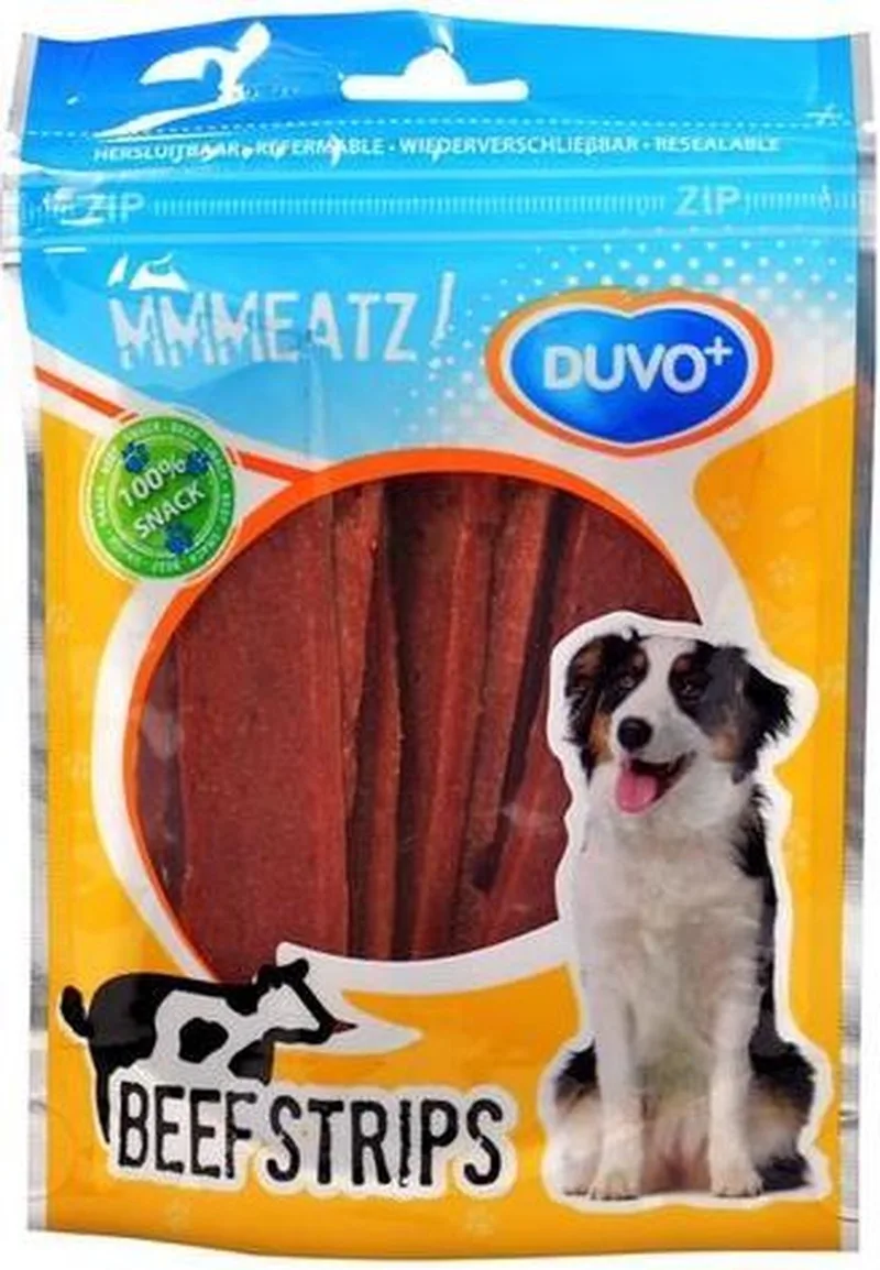 Beef Strips – 100g – Hondensnack met Rundvlees – Zachte & Graanvrije Vleesstrips von Duvo+ – Produktfoto