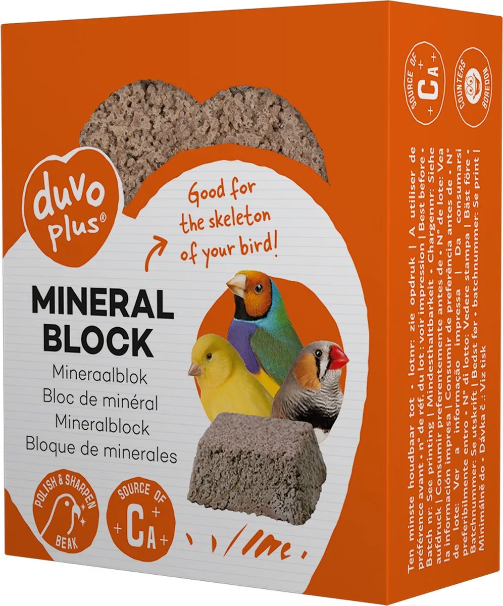 Binnenvogelvoer - Vogel - Mineraalblok 80g - 6,5x5,3x2,5cm - 1st de Duvo+ – photo produit