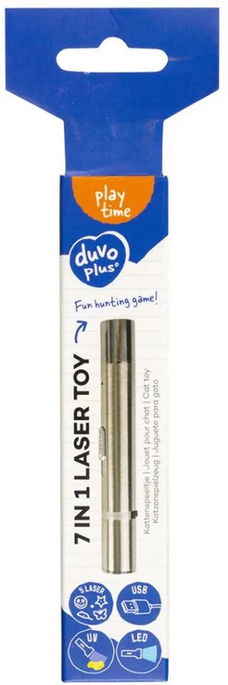 Duvo 7 in 1 laser kattenspeeltje - 11.5 x 1.5 x 1.5 cm - speelgoed voor kat de Duvo+ en Gris, Metaal – photo produit 1 sur 4