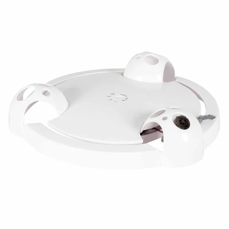duvoplus 360 Spin & Catch - Elektronisch Kattenspeeltje met Bewegende Muis - 4 Snelheden - Anti-slip by Duvo+ in White – product photo