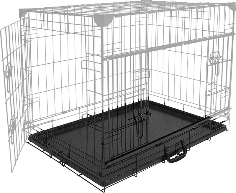 Duvoplus - Bench - Hond - Bodemschuif Plastic Draadkooi Ninja 91cm - 1st de Duvo+ en Noir – photo produit