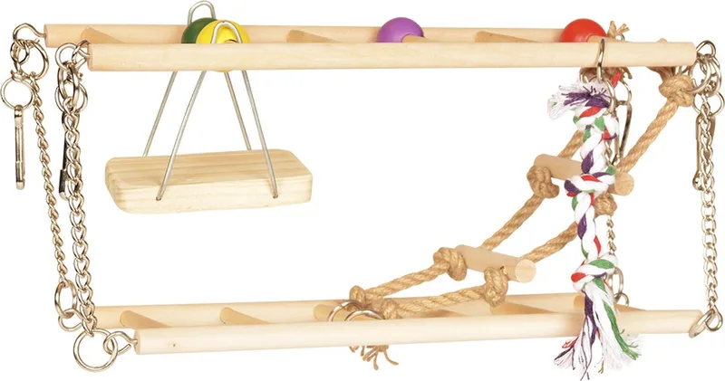 Duvoplus - Brug Voor Kooi - Knaagdier - Houten Hangbrug Met Schommel 27x16x10cm - 1st by Duvo+ in <> – product photo