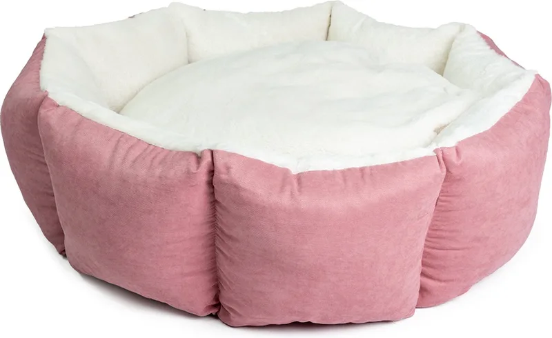 Duvoplus - Dierenkussen - Hond - Mand Hexa Velvet S - 50x50x24cm - 1st de Duvo+ en Rose – photo produit