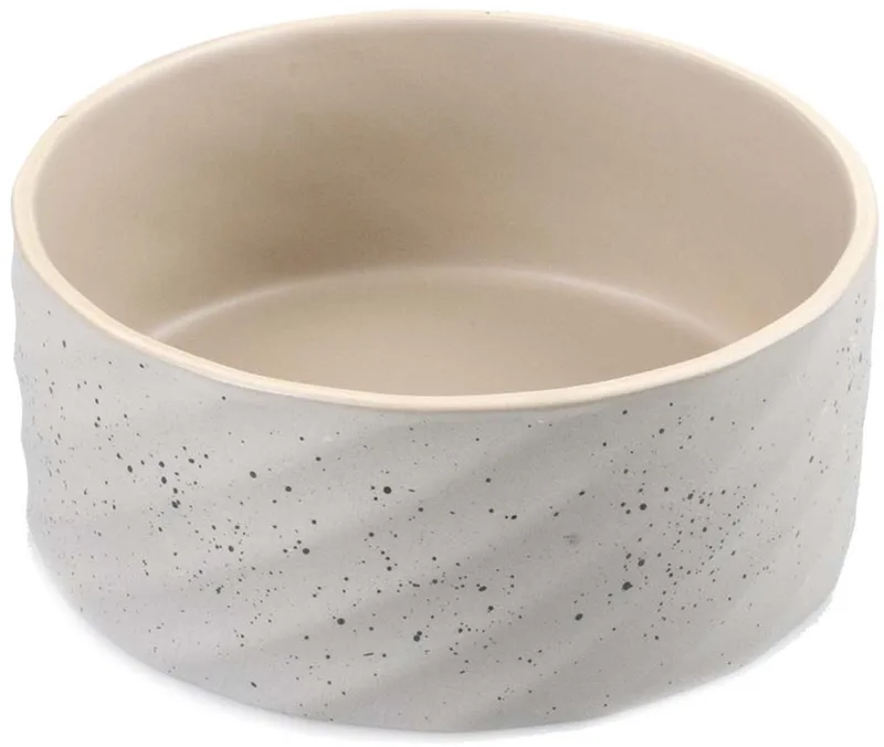 duvoplus dinner time Eetkom Stone Wavy Dune - Keramieken Voerbak voor Hond en Kat - Vaatwasserbestendig - M 1250ml by Duvo+ in Grijsgroen – product photo 1 of 5