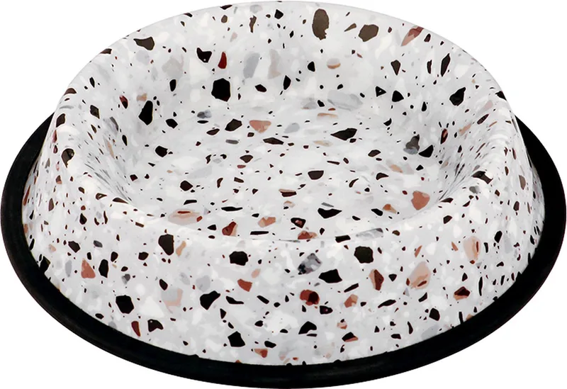 Duvoplus - Drinkbak - Hond - Eetkom Deco Fix 150ml - Xs - 15,5x15,5x3cm Wit - 1st de Duvo+ en Terrazzo look – photo produit