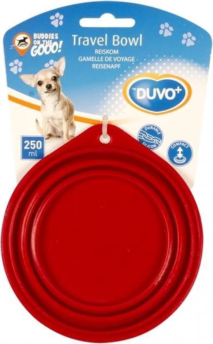 Duvoplus - Drinkbak - Hond - Silicone Reiskom 1000ml - 18cm - 1st de Duvo+ en Rouge – photo produit