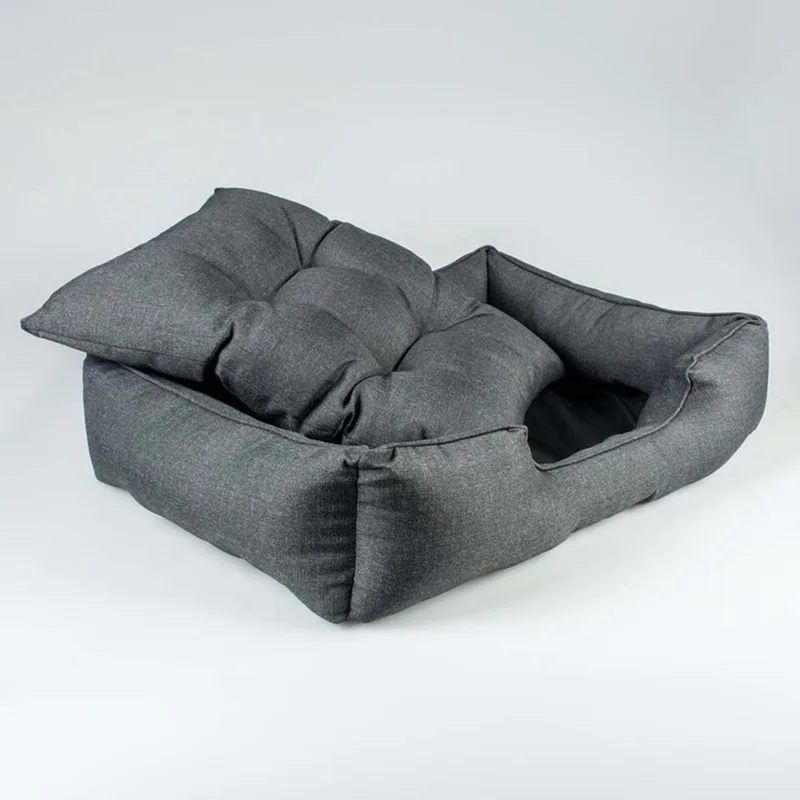 duvoplus Duratex Hondenmand - Brede Randen & Uitneembaar Kussen - Afneembare Hoes & Anti-slip - M 80x60x16cm - Donkergrijs de Duvo+ en Gris – photo produit