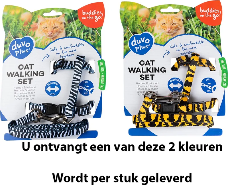 Duvoplus - Halsband Voor Dieren - Kat - Kat Wandelset Zoo 20-35cm / 10mm - 125cm - 1st von Duvo+ in Gemengde Kleuren – Produktfoto