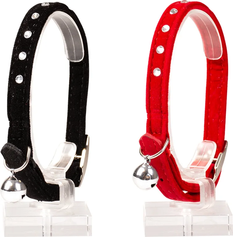 Duvoplus - Halsband Voor Dieren - Kat - Kattenhalsband Diamanten 20-30cm / 10mm - 1st de Duvo+ en Noir, Rose – photo produit