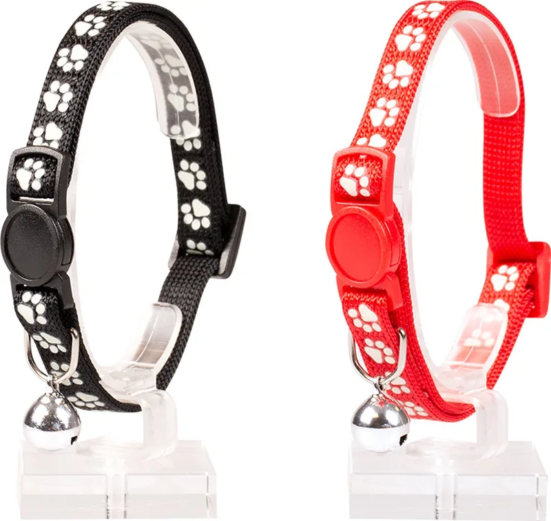 Duvoplus - Halsband Voor Dieren - Kat - Kattenhalsband Pootjes Nylon 20-30cm / 10mm - 1st von Duvo+ in Schwarz, Rot – Produktfoto