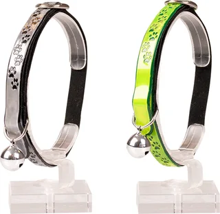 Duvoplus - Halsband Voor Dieren - Kat - Kattenhalsband Reflecterend Pootjes Pvc 20-30cm / 10mm - 1st de Duvo+ en Argent, Jaune – photo produit 1 sur 2