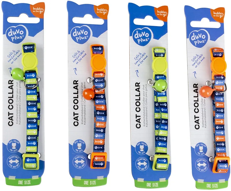 Duvoplus - Halsband Voor Dieren - Kat - Kattenhalsband Visgraat 1 Nylon 20-30cm / 10mm - 1st fra Duvo+ i Gemengde Kleuren – produktbillede