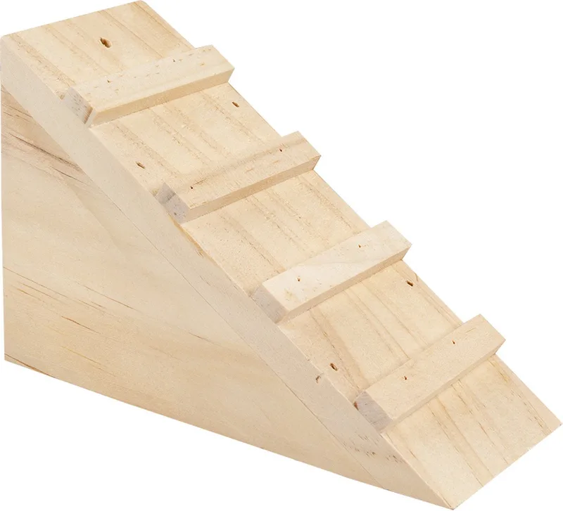 Duvoplus - Hok - Knaagdier - Houten Trap 14x6x9cm - 1st de Duvo+ en Houtkleurig – photo produit