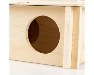 Duvoplus - Hok - Knaagdier - Knaagdieren Houten Bungalow 20x20x10cm - 1st de Duvo+ en Houtkleurig – photo produit 3 sur 4