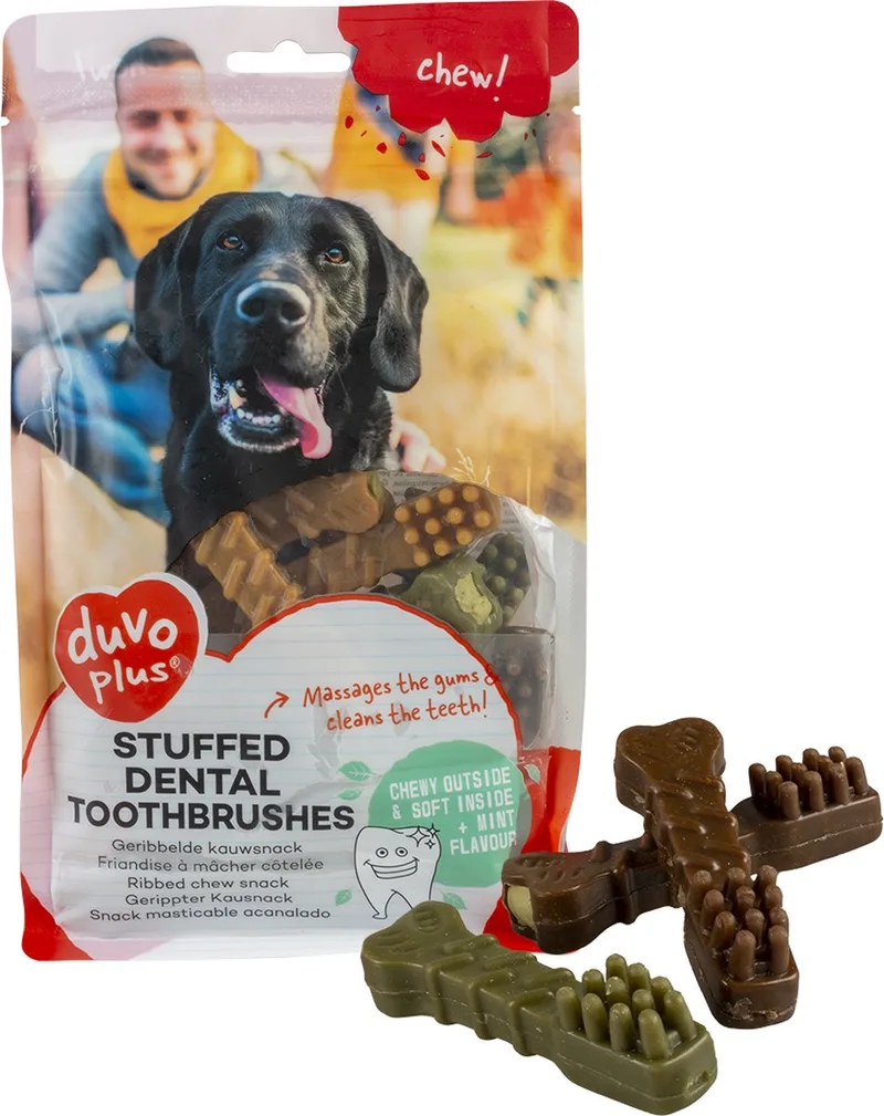 Duvoplus - Hondensnack - Hond - Chew! Gevulde Dental Tandenborstels 9,6cm - 11pcs - 400g Gemengde Kleuren - 11st von Duvo+ – Produktfoto
