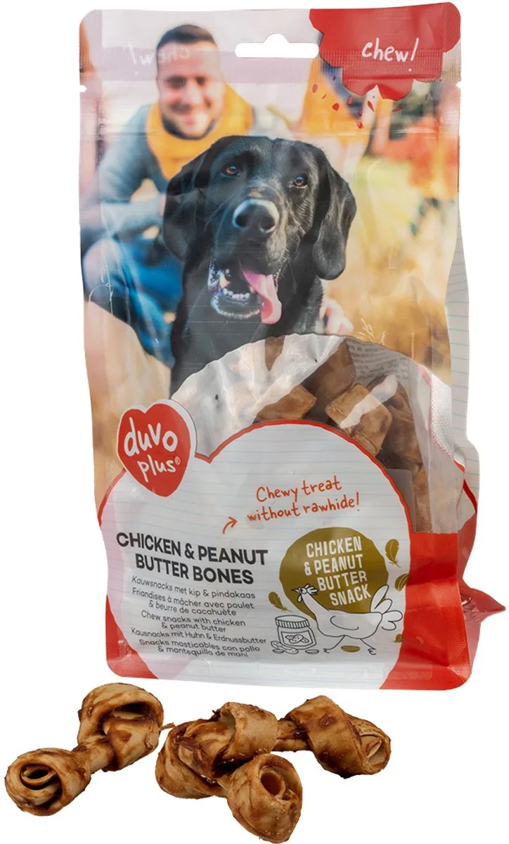 Duvoplus - Hondensnack - Hond - Chew! Kip & Pindakaas Benen M - 12cm - 8pcs / 340g - 8st de Duvo+ – photo produit