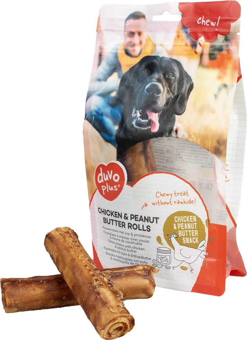 Duvoplus - Hondensnack - Hond - Chew! Kip & Pindakaas Rolls M - 12cm - 5pcs / 330g - 5st von Duvo+ – Produktfoto