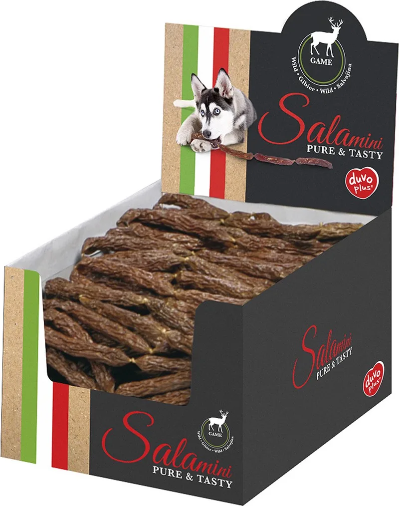 Duvoplus - Hondensnack - Hond - Salamini Worstjes Met Wild 8,5x8,5x1,6cm - 1st by Duvo+ – product photo