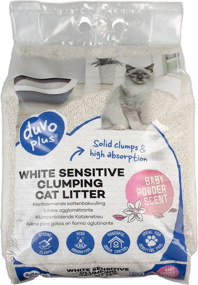 Duvoplus - Kattenbakvulling - Kat - Kattenbakvulling White Sensitive Babypoeder 12kg - 1st de Duvo+ – photo produit