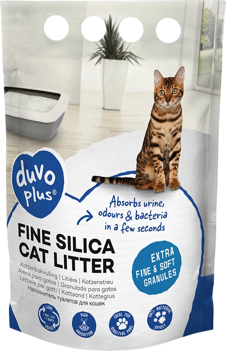 Duvoplus - Kattenbakvulling - Kat - Premium Fijne Silica Kattenbakvulling 0,5-1,5mm - 5l - 2kg Wit - 1st by Duvo+ – product photo