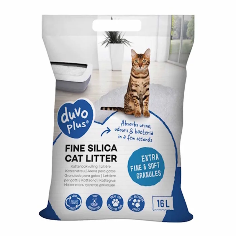 duvoplus Kattenbakvulling Premium Silica - Fijn 0,5-2mm - 100% Stofvrij - 16L (6,08kg) Wit by Duvo+ – product photo