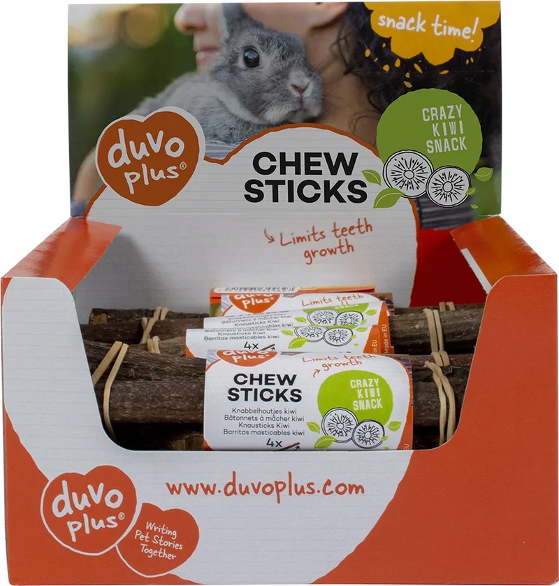 Duvoplus - Knaagdierensnack - Knaagdier - Knabbelhoutjes Kiwi 4st - Display - 4st von Duvo+ – Produktfoto