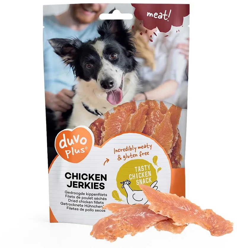 duvoplus meat! Hondensnack Kip Jerky - Graanvrije Gedroogde Kipfilet met 94% Kip - Beloningssnack - 1 kg von Duvo+ – Produktfoto