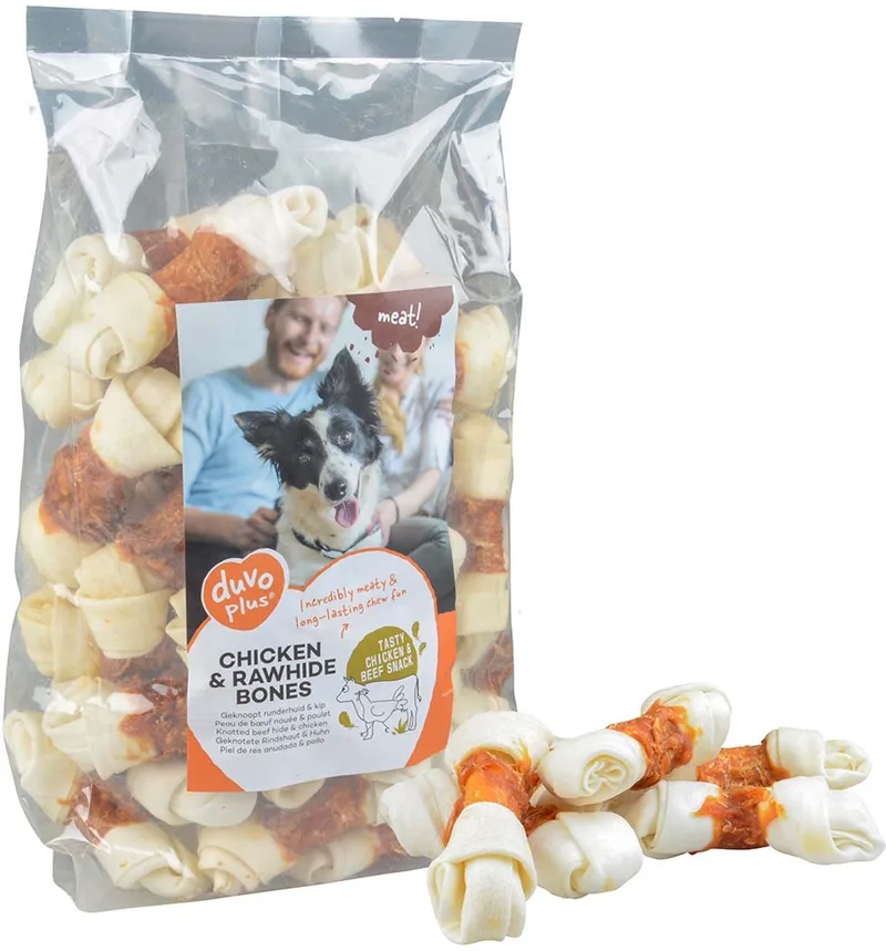 duvoplus meat! snack kip&runderhuid benen voor honden M-1kg von Duvo+ – Produktfoto