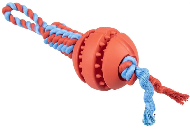 duvoplus playtime touwspeeltje Rubrop tugger met bal voor honden 33x8x8cm by Duvo+ in Red – product photo