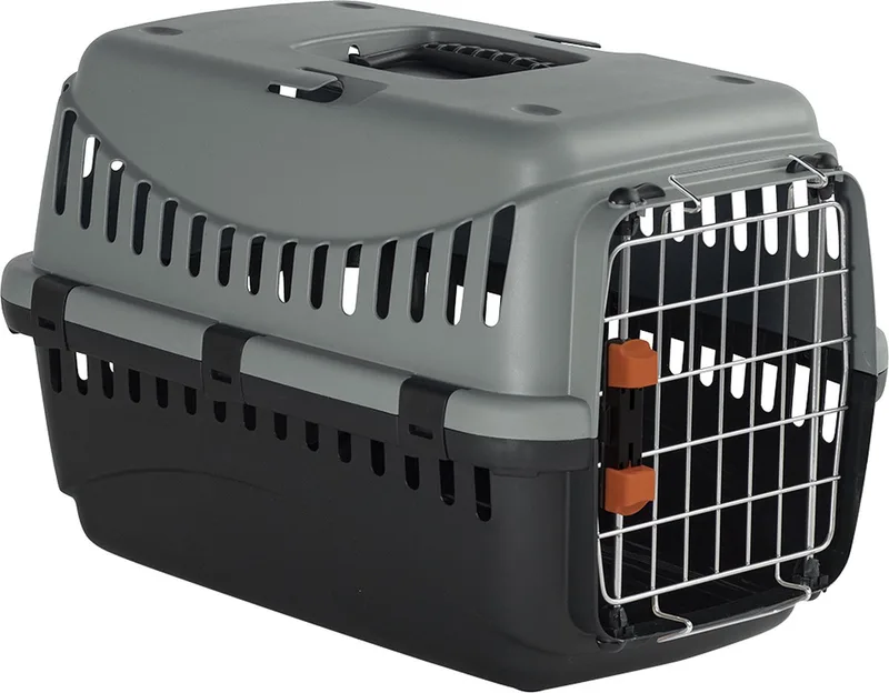 Duvoplus - Reisbench - Hond - Bracco Eco Travel Box 1 46x32x31cm - Max. 5-6kg - 1st by Duvo+ in Grey, Green – product photo