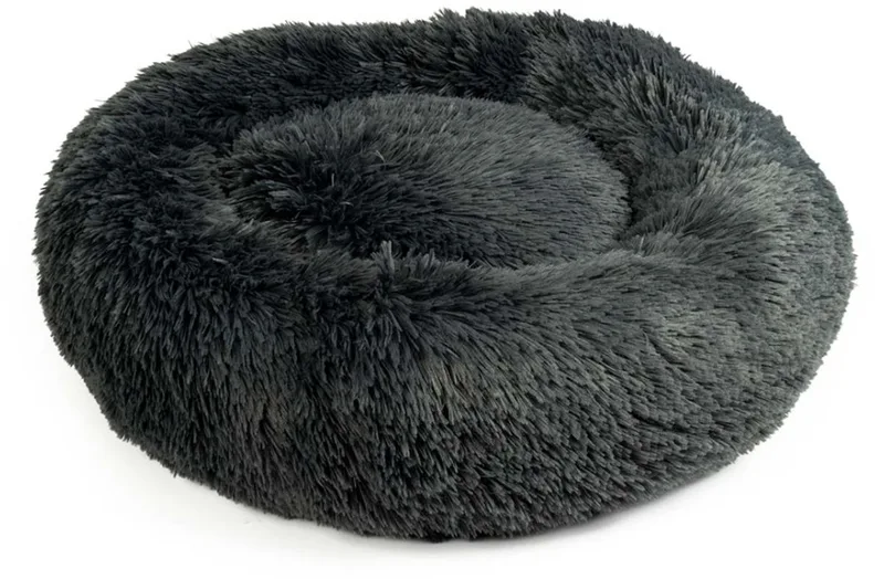 duvoplus Snug Donut Mand - Zacht Pluche Donutbed voor Hond en Kat - Wasbaar op 30°C - M 65x65x15cm - Donkergrijs by Duvo+ in Donker Grijs – product photo