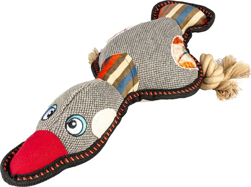Duvoplus - Speelgoed Voor Dieren - Hond - Canvas Eend 33x13x6cm - 1st de Duvo+ en Gris – photo produit