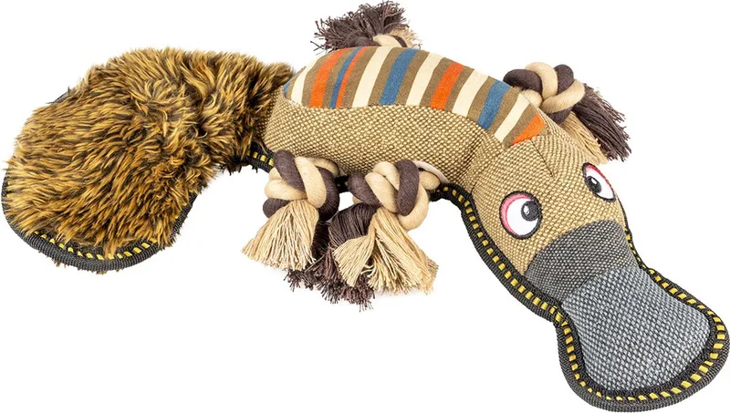 Duvoplus - Speelgoed Voor Dieren - Hond - Canvas Vogelbekdier 34x21x6cm - 1st fra Duvo+ i Brun – produktbillede