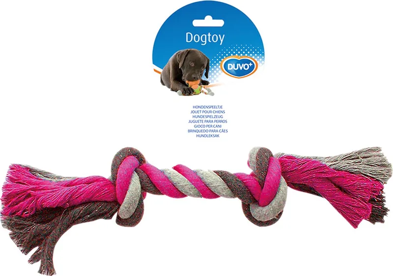 Duvoplus - Speelgoed Voor Dieren - Hond - Knoop Katoen 37cm - 1st by Duvo+ in Pink, Grey, Brown – product photo