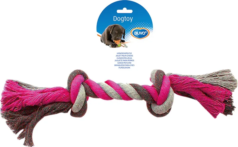 Duvoplus - Speelgoed Voor Dieren - Hond - Knoop Katoen 45cm - 1st de Duvo+ en Rose, Gris, Marron – photo produit