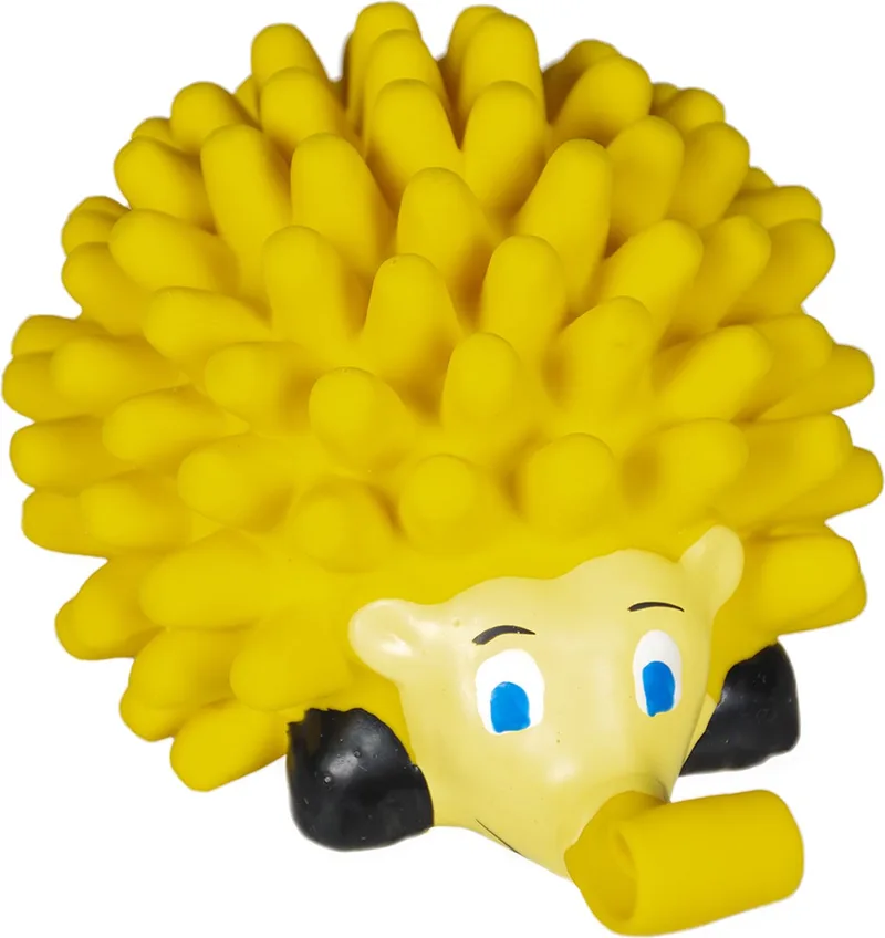 Duvoplus - Speelgoed Voor Dieren - Hond - Latex Pop-up Egel 9x11,5x6cm - 1st fra Duvo+ i Gul – produktbillede